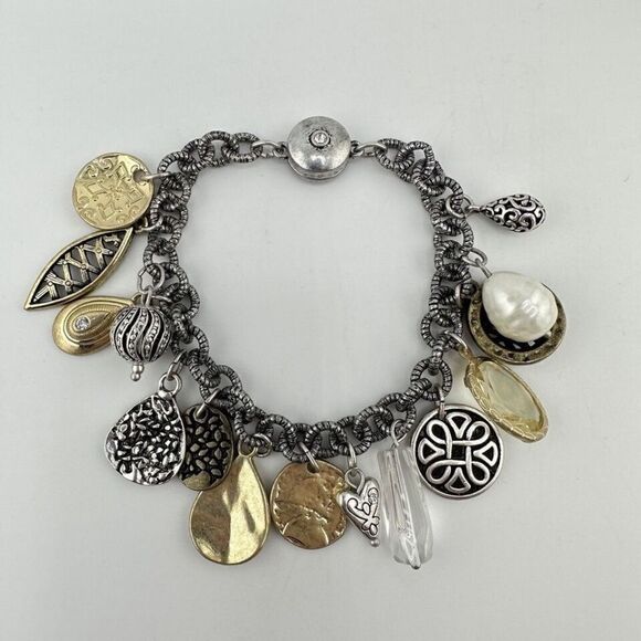 Chico's Charm Bracelet Faux Pearl Gold Tone - Picture 7 of 8